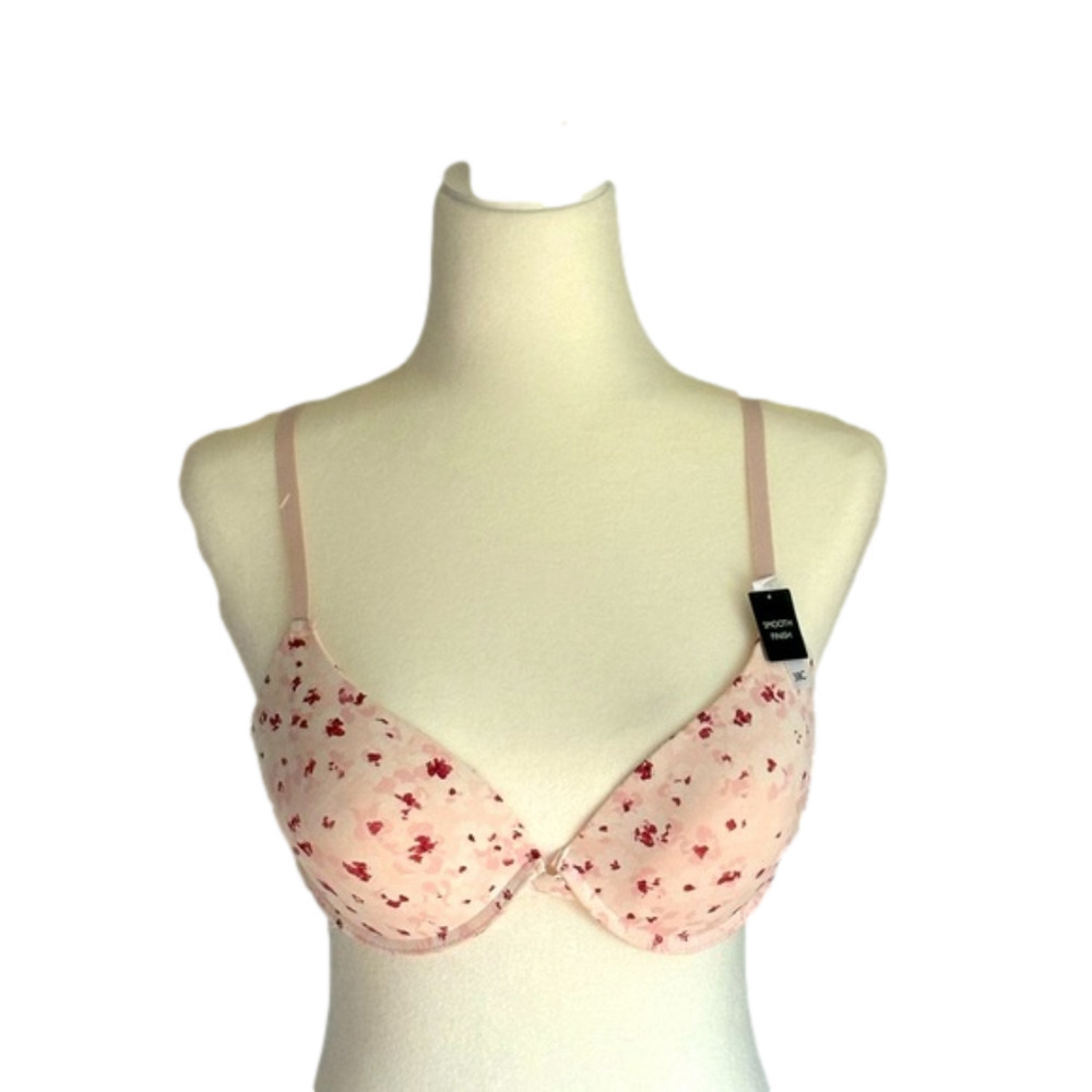 Laura Ashley NWT Bra Smooth Finish 38C Pink with Darker Pink & Red Floral